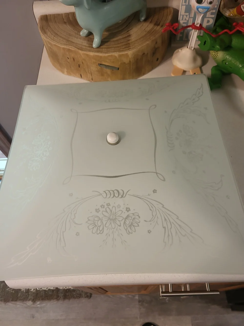 Vintage Square Ceiling Light Shade, Frosted Glass With Light Fixture 15.5in